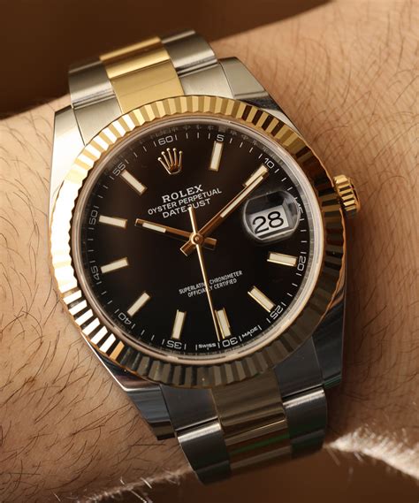 rolex datejust 41 gold black dial|Rolex Datejust 41mm two tone.